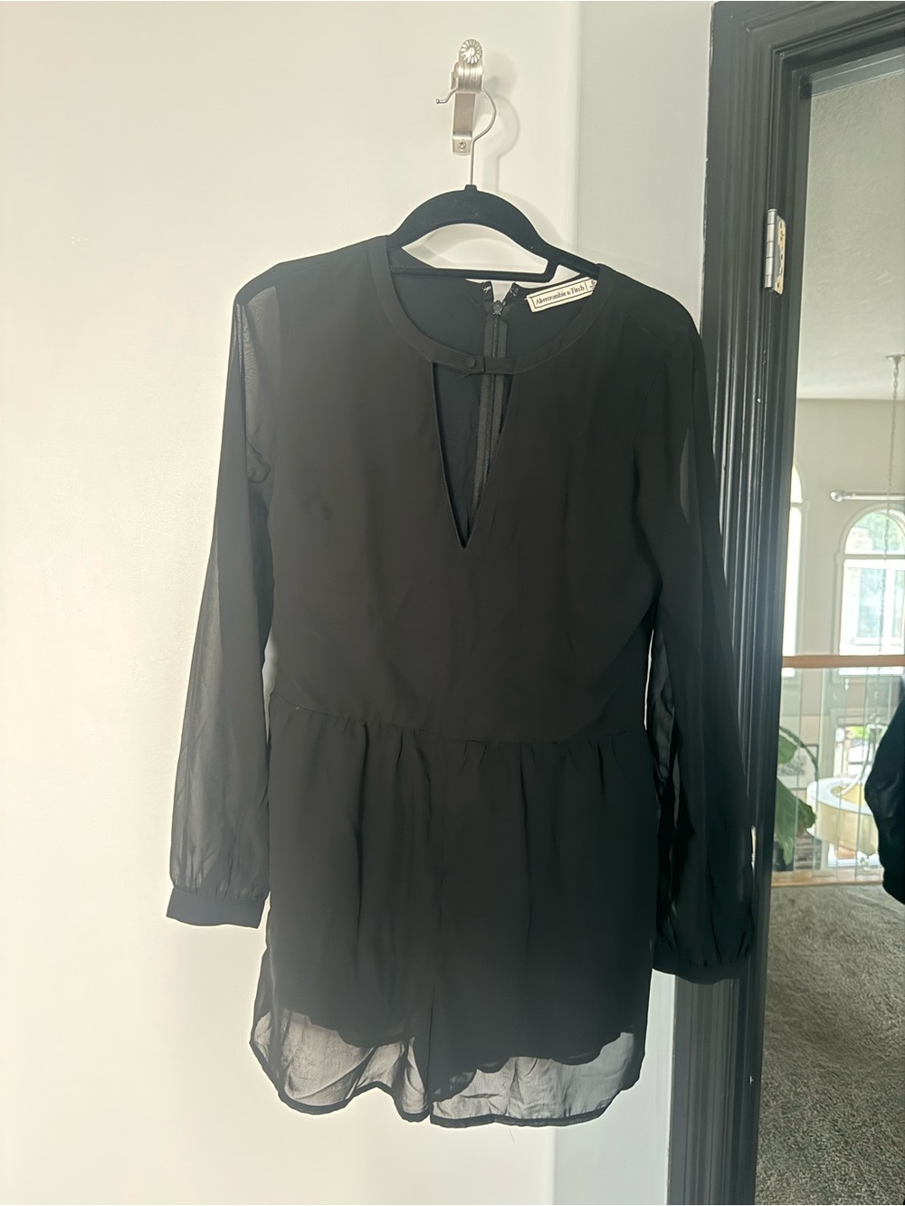 Abercrombie Black Long-Sleeve Chiffon Women's romper